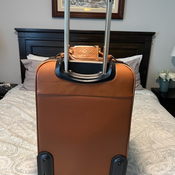 Patricia Nash Vintage Map Print Tan Leather Carryon Vertical Suitcase - Picture 9 of 15